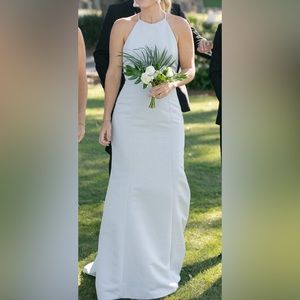 AMSALE Caroline Ice Blue Faille Dress